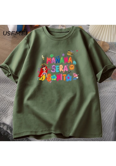 Manana Sera Bonito T-shirt Kadın Erkek Kolombiya Şarkıcı Karol G T Shirt Pamuk Kısa Kollu Har Trz-4150 Yeşil