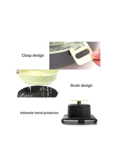 Teltree Ev Ofisi Mutfak Yeşil El Kesici, Potato Patates Havuçu Ispanak Kıyma, Dilimleme, Kırpma, Parçalama, 9 Farklı Bıçaklı, El Koruyucu, Sulama Separatorlu, 29.5cm, Abs+pp+paslanmaz Çelik