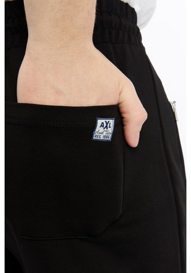 Axxel Erkek Siyah Yüksek Bel Ön Arka Cepli Eşofman Altı-p782 Siyah