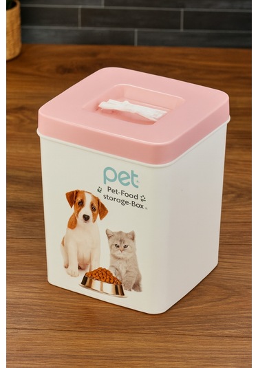 Evcil Hayvan Kedi Ve Köpek Mama Saklama Kabı - Pembe
