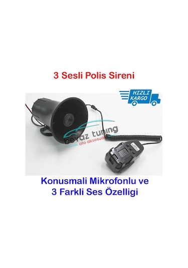 Polis Sireni Dadat 3 Sesli Mikrofonlu 12 Volt