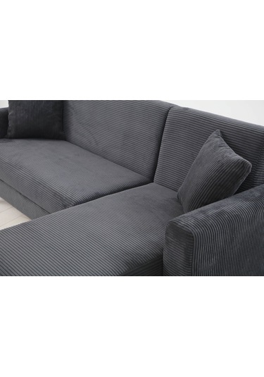 Sera Köşe Fitilli Kumaş Koltuk Antrasit Siyah