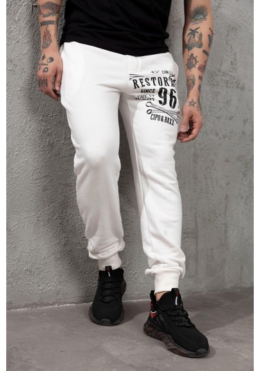 Cr156 Restoration Baskılı Erkek Eşofman Altı Ekru