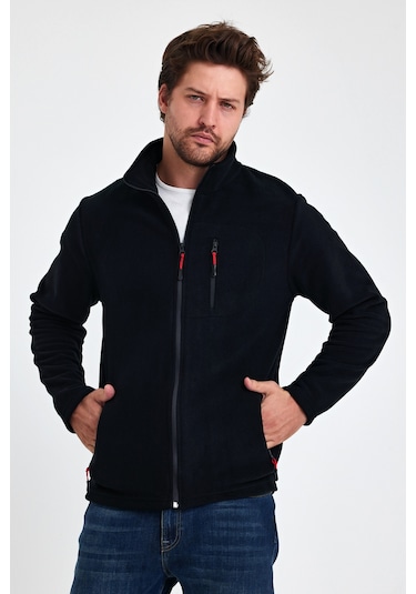 Monox Erkek Outdoor Fermuarlı Polar Ceket Siyah