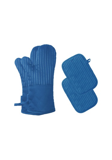 Youmex Islak Isı Koruyucu Eldiven Ve Tepsi Seti: Silikonlu, Yıkama Kolay, Kaymaz, Fırın/pot/kase Kullanıma Uygun Mavi