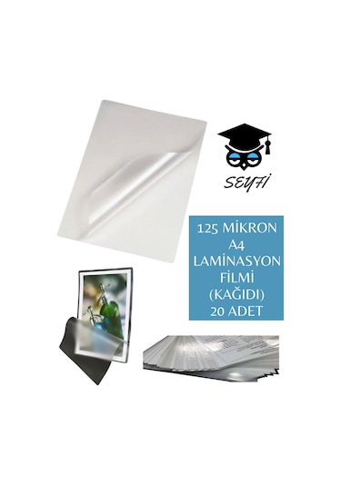 125 Mikron A4 Laminasyon Filmi Kağıdı 20 Adet