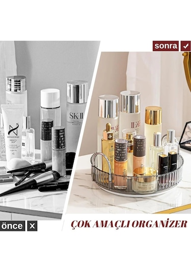 360 Derece Dönebilen Makyaj Organizeri Antrasit
