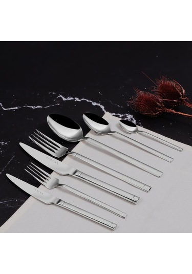Serenk Barselona Çelik Çatal Kaşık Bıçak Takımı 42 Parça Gümüş