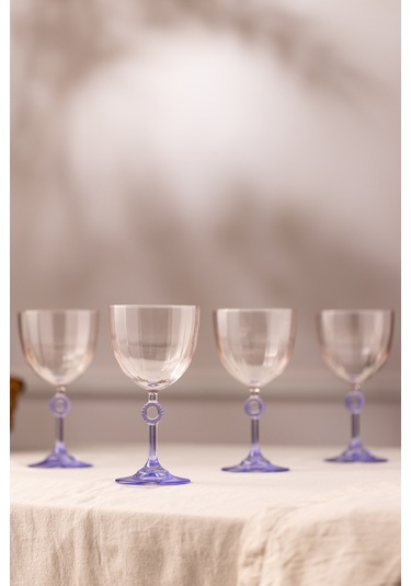 Rakle Elite 4'lü Su Kadehi Seti Mor 270 Cc Renkli