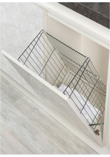 Tekdekoryapı Banyo Dolap İçi Çamaşır Sepeti Kapağa Monteli Krom Kaplama