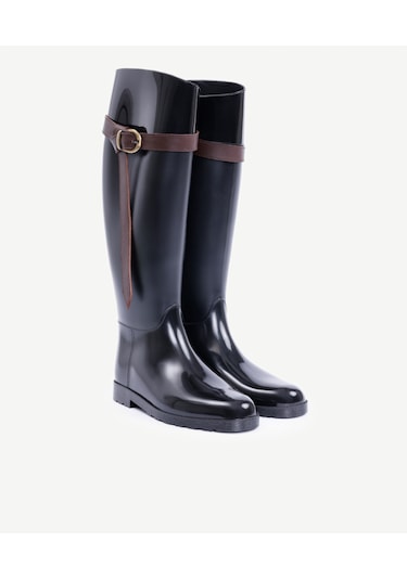 Yargıcı Deri Atkılı Yağmur Çizmesi 25kkay4057x 001 Siyah