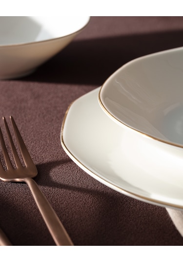 Madame Coco Collin 6 Kişilik 24 Parça Yemek Takımı - Beyaz/gold Çok Renkli