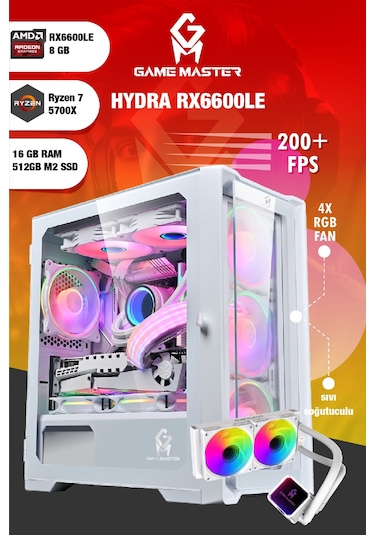 Gm Game Master Hydra R7-5700X 16 GB 512 GB M.2 SSD RX6600LE Masaüstü Oyuncu Bilgisayarı