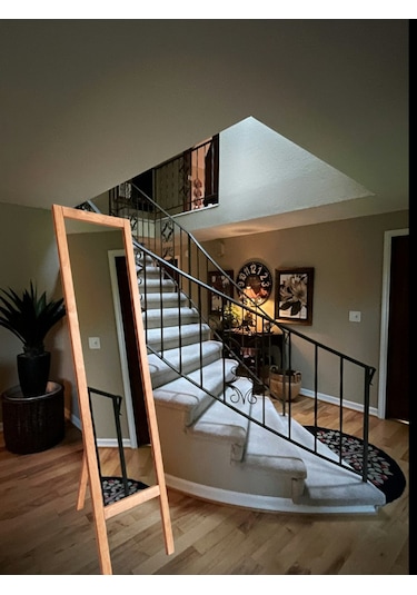 Ahşap Ayaklı Boy Ayna Açık Meşe