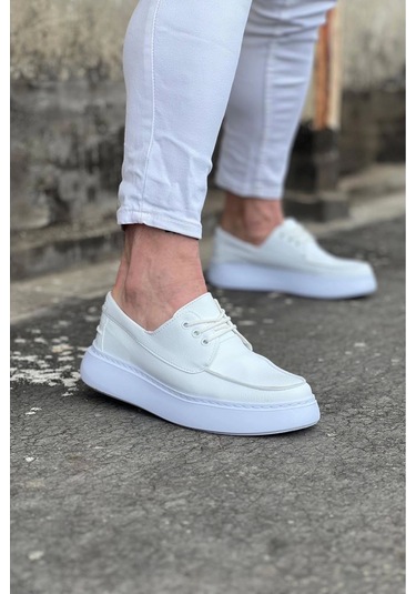 Terzi Bey Tb508 Beyaz Cilt Ortopedik Taban Erkek Casual Ayakkabı Beyaz