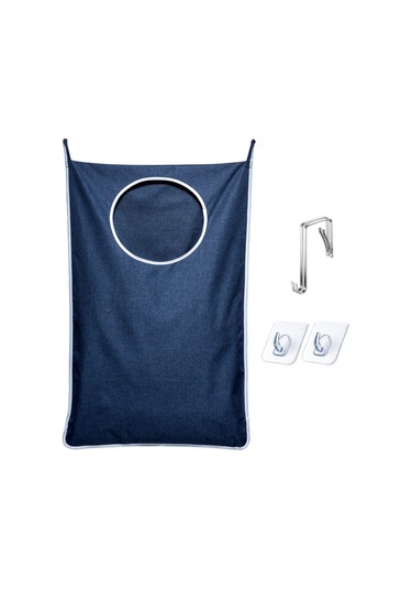 Yifomall Duvar Monteli Mavi Çamaşır Sepeti - Ev Dekoru İçin Asılı Depolama Çantası, Kapı/perde Arka Organizatörü Diğer