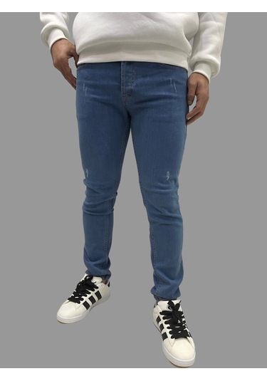 Erkek Dar Paça Tırnaklı Newone Açık Mavi Kot Pantolon Açık Mavi