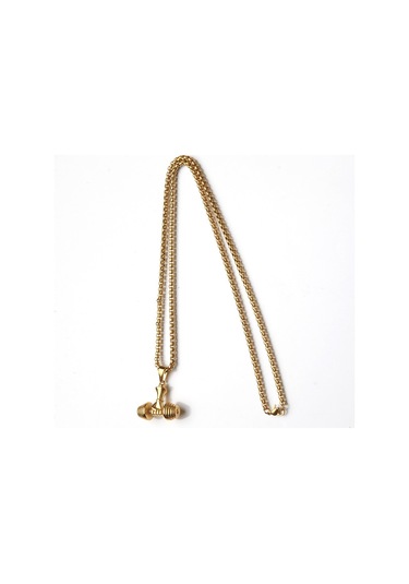 Sporcu Fitness Dambıl Sarı Erkek Kolye Çelik Takı Aksesuar K24 T5 Çelik