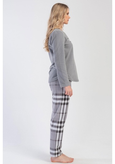 Kadın Polar Uzun Kol Gri Pijama Takım C0t6n0o304 001