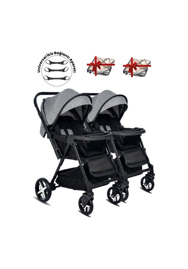 Baby Home 810 Ayrılıp Birleşebilen Çift Yönlü İkiz Bebek Arabası