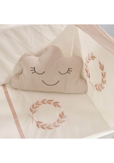 Meltem Kids Mondo Sallanır Ahşap Anne Yanı Beşik 60x120 cm (beyaz-motto pudra) Pudra