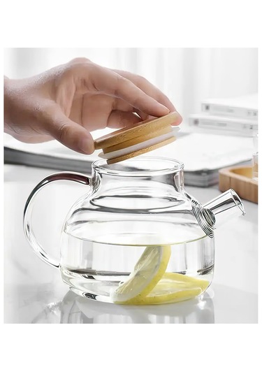 Bambu Kapaklı Borosilikat Cam Demlik 1000ml Royaleks-cm-2000 Asorti