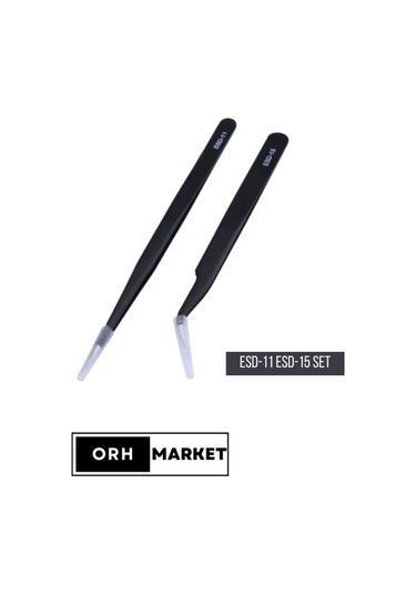Antistatik ESD Cımbız Seti – ESD-11 ve ESD-15 Karbon Fiber Hassas Elektronik Cımbızlar (2'li Set)