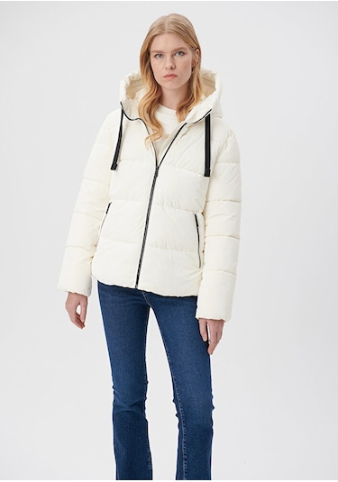 Mavi - Kapüşonlu Beyaz Şişme Mont 1110043-83043 Beyaz