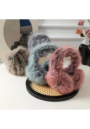 Primepickings Kadın Kırmızı Katlanır Uzun Tüylü Kulaklık Ayarlanabilir Yumuşak Kürk