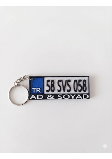 Kişiye Özel Plaka Anahtarlık - 3dtekniksivas Beyaz - Siyah