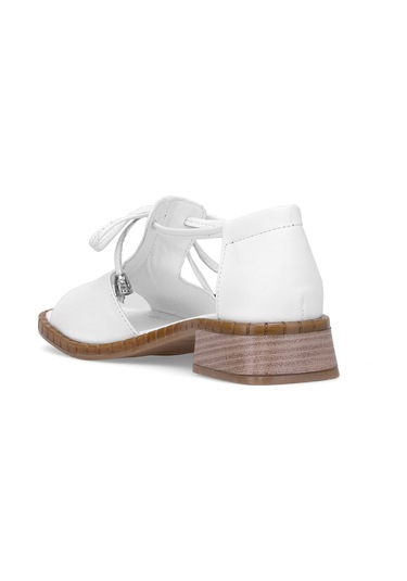 Elit Zeyn 8155 Kadın Hakiki Deri Topuklu Sandalet Beyaz Beyaz
