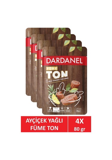 Dardanel Ayçiçek Yağlı Füme Ton 4 X 80 Gr