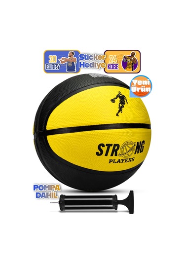 Telvesse Strong Basketbol Topu Pompalı Full Kauçuk Dayanıklı Deep Channel Kabartma No:7 B12 Sarı