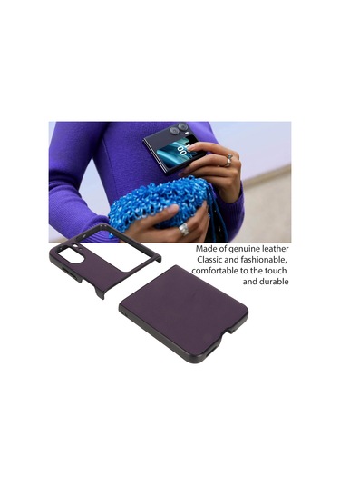 Oppo Find N2 Flip Mor Deri Kılıf Kaiyi