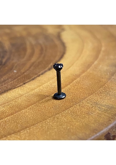 Aya Tasarım Siyah Renk Siyah Taslı Helix/kıkırdak/labret Piercing