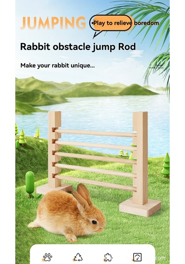 Hangfox Ahşap Kedi Tavşan Egzersiz Engeli, Yüksekliği Ayarlanabilir, Stüdyo Oyun Eğitimi Oyuncak, Dayanıklı Tabanlı Hareket Enstrümanı