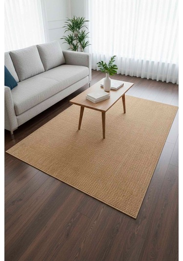 Sisal Jüt Hasır Model Dokuma Halı Toz Vermez, Kahve Kahve
