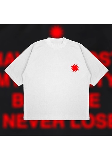 Tarzsokak I Never Lose Boxy Fit Oversize Unisex Tshirt Baskılı Tişört Beyaz