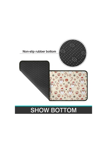 Noel Desenli 2'li Mutfak Matı, Anti-yorgunluk, Yastıklı Ve Kaymaz, Mutfak Ve Ofis İçin Noel Baba Noel Barış