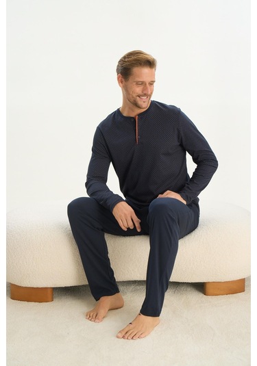 Erkek Uzun Kol Lacivert Pijama Takım C6t2n5o9 001