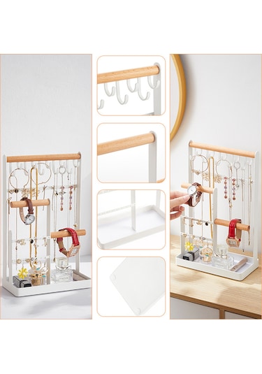 Qingmipy E Modeli Masaüstü Mükemmel Kolyeler, Küpe Ve Bileklikler İçin Çok Fonksiyonlu Gömlek Gösterge Rafı