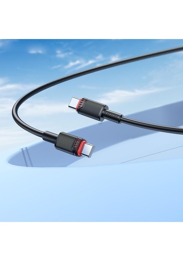 Borofone Bx110 Beneficio Pd60w Tip-c Tip-c Hızlı Şarj Veri Kablosu, Uzunluk: 1m Siyah