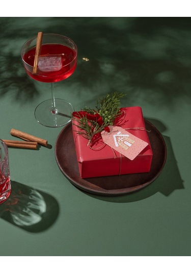 Yılbaşı Ev Temalı Hediye Etiketi, Yeniyıl, Noel Delikli Paketleme