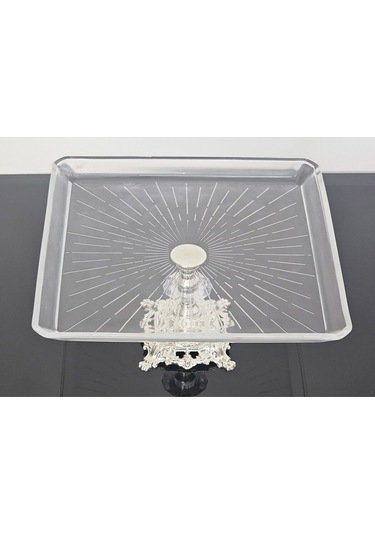 Atabey Home Döküm Ayaklı Kare Servis Tabağı Gümüş Ayak