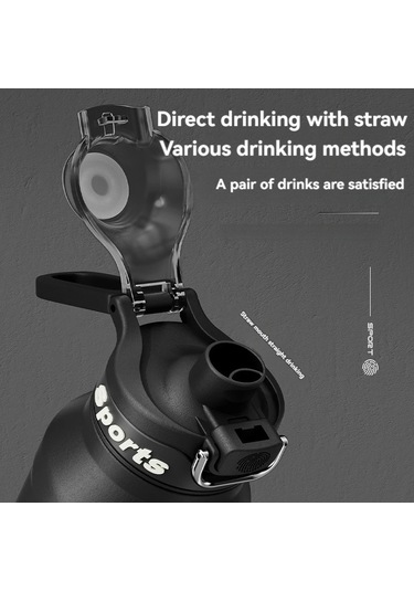 1l Termos Su Şişesi Paslanmaz Çelik Vakum Şişeler Soğuk Sıcak Su Diğer Siyah