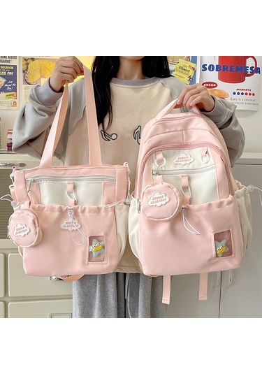 Globalpurchase Yüksek Değerli Sırt Çantası Küçük Mini Çanta Bahar Gezisi İkilisi - Pembe Pembe
