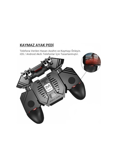 Polham 4000mah Şarjlı Telefon Soğutucu Ve Oyun Kolu, 6 Parmak Mobil Oyun Konsolu, Tüm Telefonlara Uyumlu