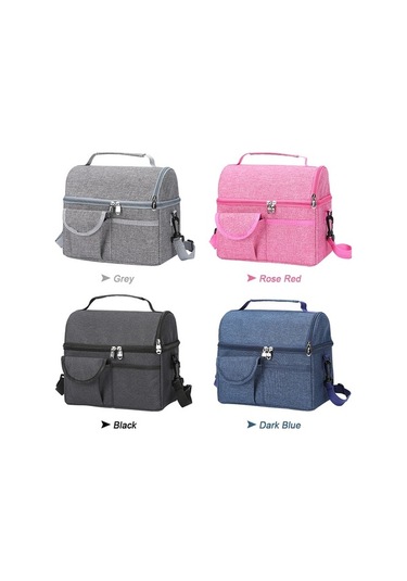 Pazly İki Katmanlı Taşınabilir İzole Soğutucu Çanta - Öğle Yemeği, Kamp, Piknik, Bbq, Gri Gri