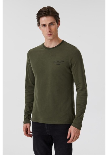 Lee Cooper Renzo Erkek O Yaka Uzun Kol T-Shirt Haki-15359 Haki