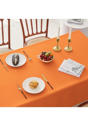 Sıvı Geçirmez Dertsiz Keten Masa Örtüsü Koyu Turuncu 25 Parça
